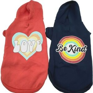 HEART TO TAIL Size Medium Set of 2 Hoodies Love Be Kind Boho Hippie Dog Sweaters
